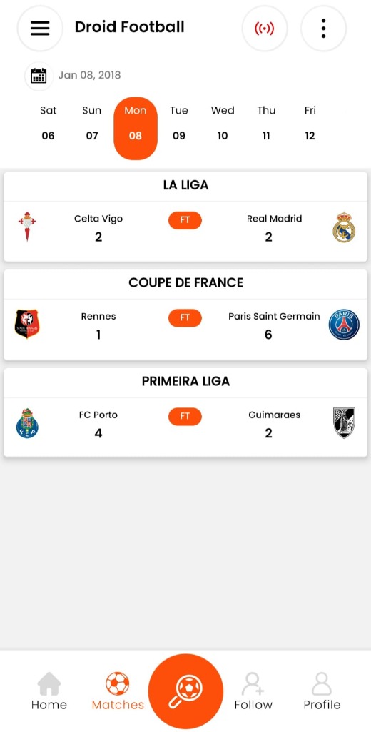 Matches & Scores Feed